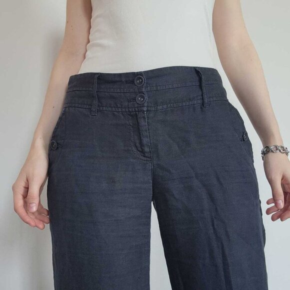 Monsoon Y2K light & flowy black wide legged comfy linen pants size 30″ waist - Picture 2 of 10